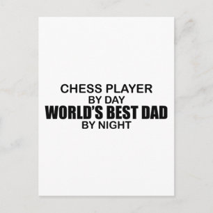 Chess Player World's Best Dad by Night Briefkaart