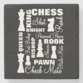 Chess Players Typografie Design Stenen Onderzetter (Voorkant)