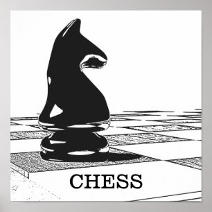 Chess-poster met het zwarte nachtstuk poster