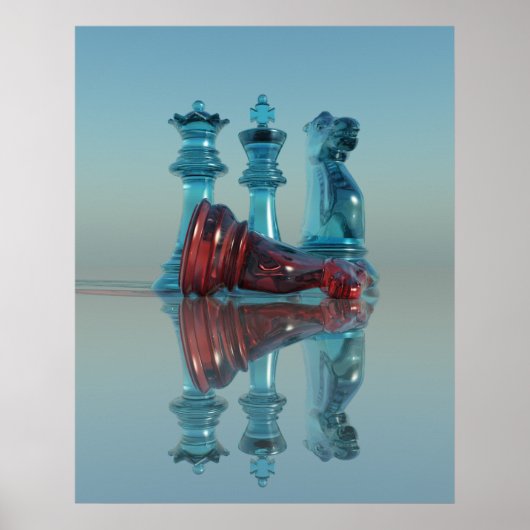 Chess Poster / Print - King Queen Knight Chess (Voorkant)