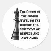 Chess Queen Black White Power Respect Strategie Ronde Sticker (Voorkant)