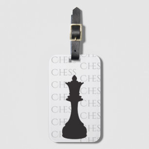 Chess Queen Classic Piece Modern Black, White Bagagelabel