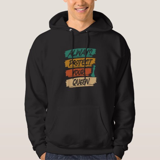 Chess Queen Protect Funny Chess Player Pun Quote Hoodie (Voorkant)