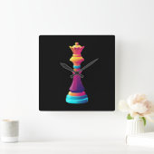 Chess Queen Square Wall klok (Huis)