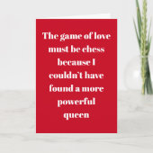 Chess Queen Typography Valentijn's Day Feestdagen Kaart (Voorkant)