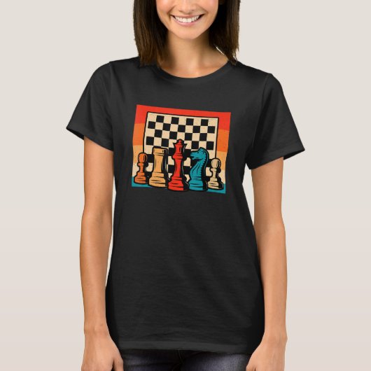 Chess Retro Graphic Chess Player Checkmate Board G T-shirt (Voorkant)