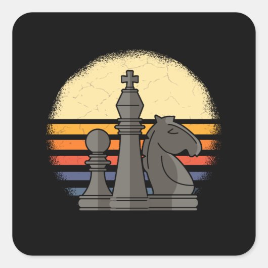 Chess Retro Vierkante Sticker (Voorkant)
