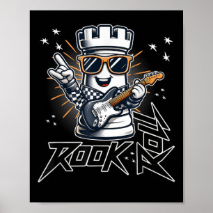 Chess Rook and Roll Funny Elektrische Gitaar Muzie Poster