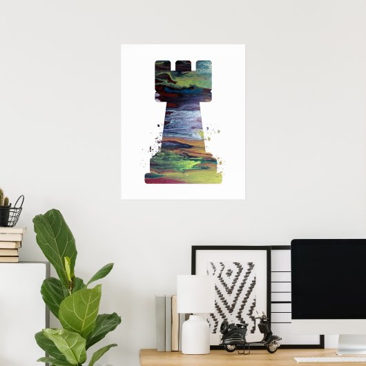 Chess Rook Art Poster (Thuiskantoor)