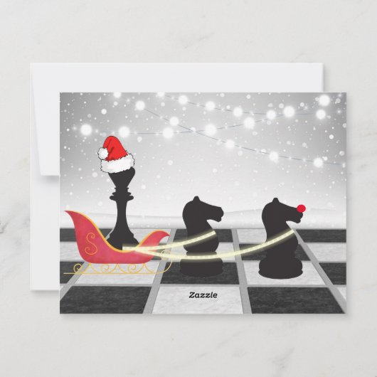Chess Santa Claus en Reindekerst Feestdagenkaart (Achterkant)