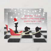 Chess Santa Claus en Reindekerst Feestdagenkaart (Voorkant / Achterkant)