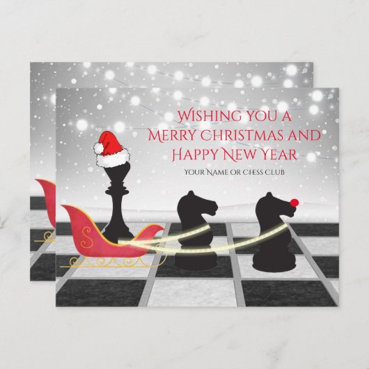 Chess Santa Claus en Reindekerst Feestdagenkaart (Voorkant / Achterkant)