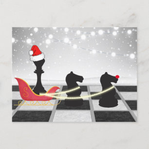 Chess Santa Claus en Reindekerst Feestdagenkaart