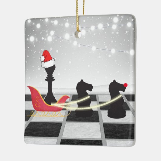 Chess Santa Claus en Reindekerst Keramisch Ornament (Links)