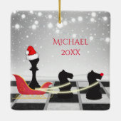 Chess Santa Claus en Reindekerst Keramisch Ornament (Achterkant)