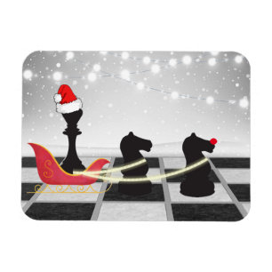 Chess Santa Claus en Reindekerst Magneet