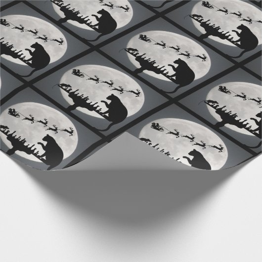 Chess Santa Full Moon Cat en Mouse Game Kerstmis Cadeaupapier (Hoek)