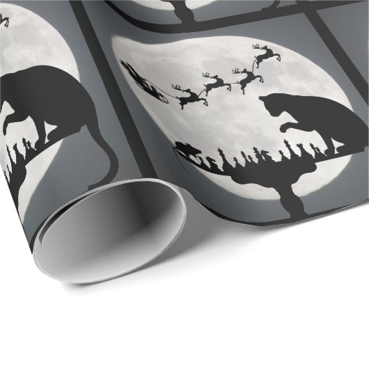 Chess Santa Full Moon Cat en Mouse Game Kerstmis Cadeaupapier (Rol Hoek)