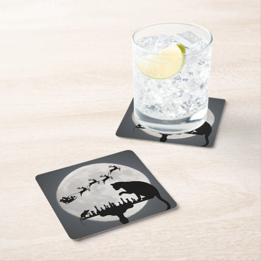 Chess Santa Full Moon Cat en Mouse Game Kerstmis Kartonnen Onderzetters (Insitu)