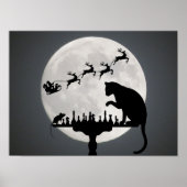 Chess Santa Full Moon Cat en Mouse Game Kerstmis Poster (Voorkant)
