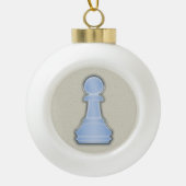Chess Shiny Blue Glass Chewn Keramische Bal Ornament (Voorkant)