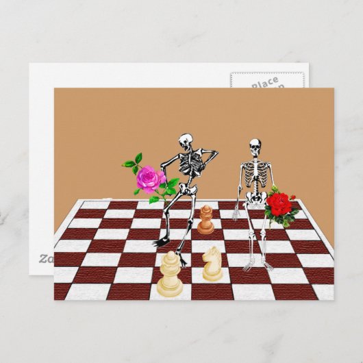 Chess Skeletons Briefkaart (Voorkant / Achterkant)