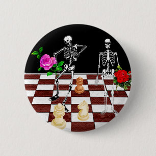 Chess Skeletons Ronde Button 5,7 Cm