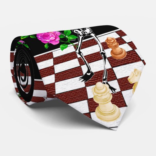 Chess Skeletons Stropdas (Opgerold)