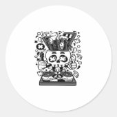 Chess Skull Head Ronde Sticker (Voorkant)