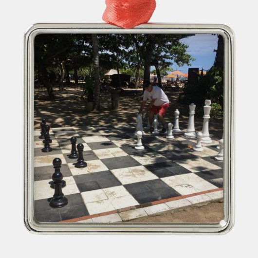 Chess spelen op Bali Metalen Ornament (Voorkant)