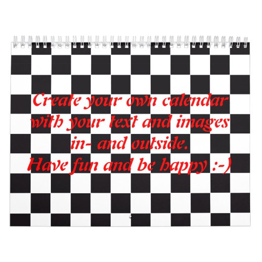 Chess Square Pattern - zwart + jouw tekst & afbeel Kalender (Hoes)