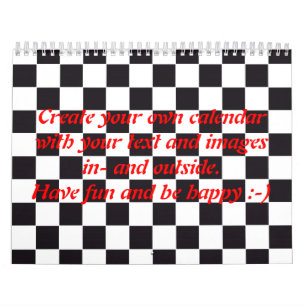 Chess Square Pattern - zwart + jouw tekst & afbeel Kalender