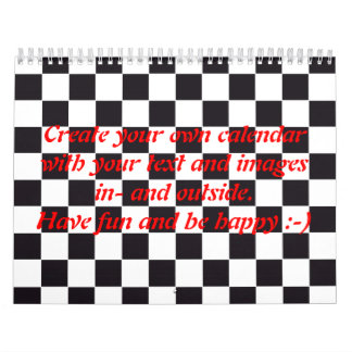 Chess Square Pattern - zwart + jouw tekst & afbeel Kalender