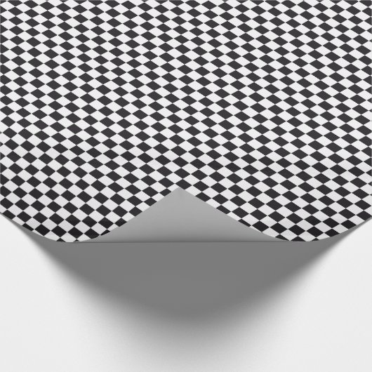 Chess Square Pattern - zwart + jouw tekst & backgr Cadeaupapier (Hoek)