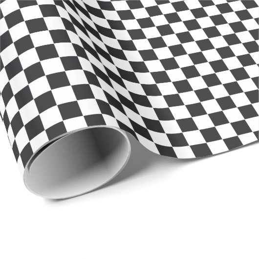 Chess Square Pattern - zwart + jouw tekst & backgr Cadeaupapier (Rol Hoek)