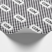 Chess Square Pattern - zwart + jouw tekst & backgr Cadeaupapier (Hoek)