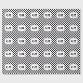 Chess Square Pattern - zwart + jouw tekst & backgr Cadeaupapier (Vlak)