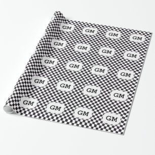 Chess Square Pattern - zwart + jouw tekst & backgr Cadeaupapier