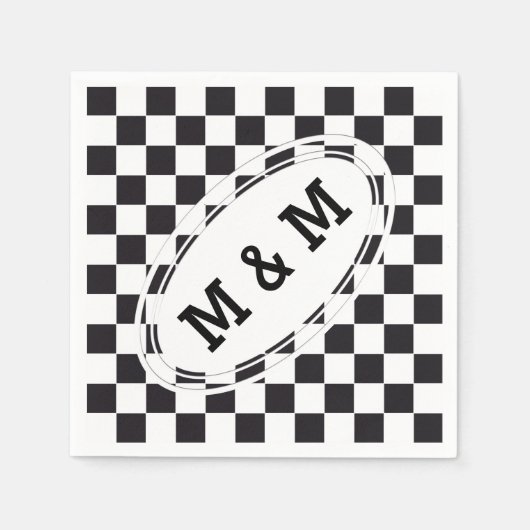 Chess Square Pattern - zwart + jouw tekst & backgr Servet (Voorkant)