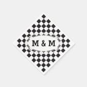 Chess Square Pattern - zwart + jouw tekst & backgr Servet (Hoek)