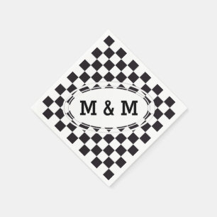 Chess Square Pattern - zwart + jouw tekst & backgr Servet