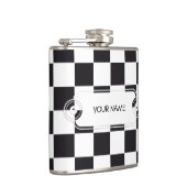 Chess Square Pattern - zwart + uw achtergrond Heupfles (Rechts)