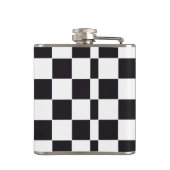 Chess Square Pattern - zwart + uw achtergrond Heupfles (Achterkant)
