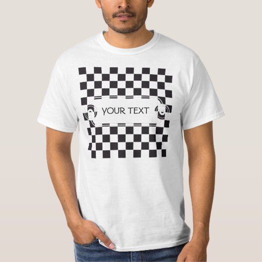 Chess Square Pattern - zwart + uw achtergrond T-shirt (Voorkant)