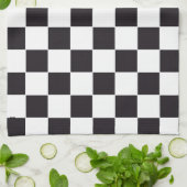 Chess Square Pattern - zwart + uw achtergrond Theedoek (Gevouwen)