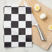 Chess Square Pattern - zwart + uw achtergrond Theedoek (Quarter Fold)