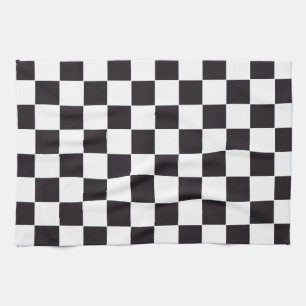 Chess Square Pattern - zwart + uw achtergrond Theedoek