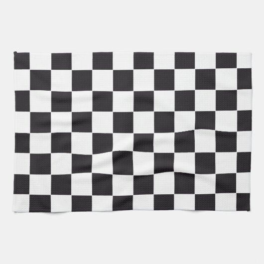 Chess Square Pattern - zwart + uw achtergrond Theedoek (Horizontaal)