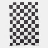 Chess Square Pattern - zwart + uw achtergrond Theedoek (Verticaal)
