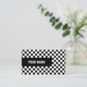 Chess Square Pattern - zwart + uw achtergrond Visitekaartje (Staand voorkant)